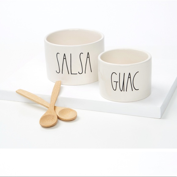 Rae Dunn SALSA GUAC Dip Bowl Spoon Set by Magenta Dish Mug Cup Meal - Picture 3 of 3